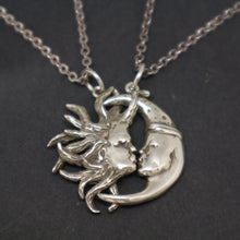 Load image into Gallery viewer, Sun and Moon Kissing Silver Couple Necklaces