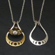 Load image into Gallery viewer, Moon Phases Ring Holder Necklace