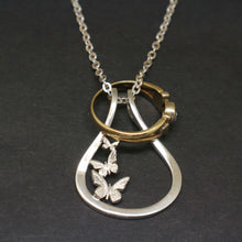 Load image into Gallery viewer, Butterfly Mother Daughter Ring Holder Necklace