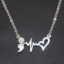 Load image into Gallery viewer, Semicolon Heartbeat Necklace