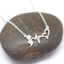 Load image into Gallery viewer, Semicolon Heartbeat Necklace