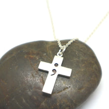 Load image into Gallery viewer, Semicolon Cross Necklace