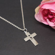 Load image into Gallery viewer, Semicolon Cross Necklace