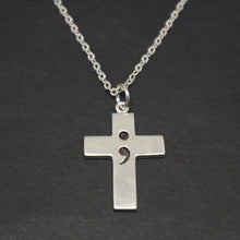 Load image into Gallery viewer, Semicolon Cross Necklace
