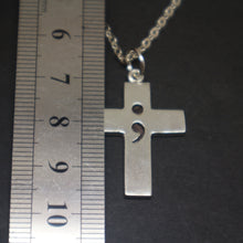 Load image into Gallery viewer, Semicolon Cross Necklace