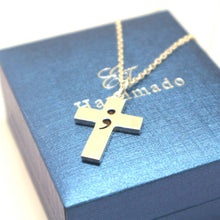 Load image into Gallery viewer, Semicolon Cross Necklace