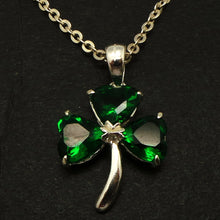 Load image into Gallery viewer, Silver Irish Green Silver Shamrock Necklace