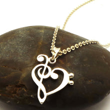 Load image into Gallery viewer, Silver Music Note Heart Necklace