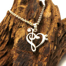 Load image into Gallery viewer, Silver Music Note Heart Necklace