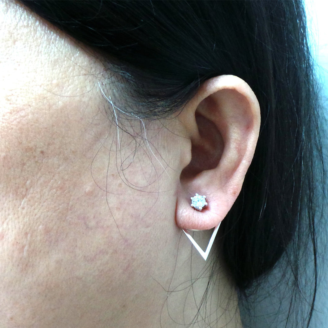 Silver Geometric Ear Jacket Stud Earring
