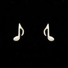 Load image into Gallery viewer, Silver Music Note Quaver Eighth Note Stud Earring
