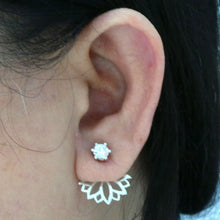 Load image into Gallery viewer, Silver Lotus Ear Jacket Stud Earring
