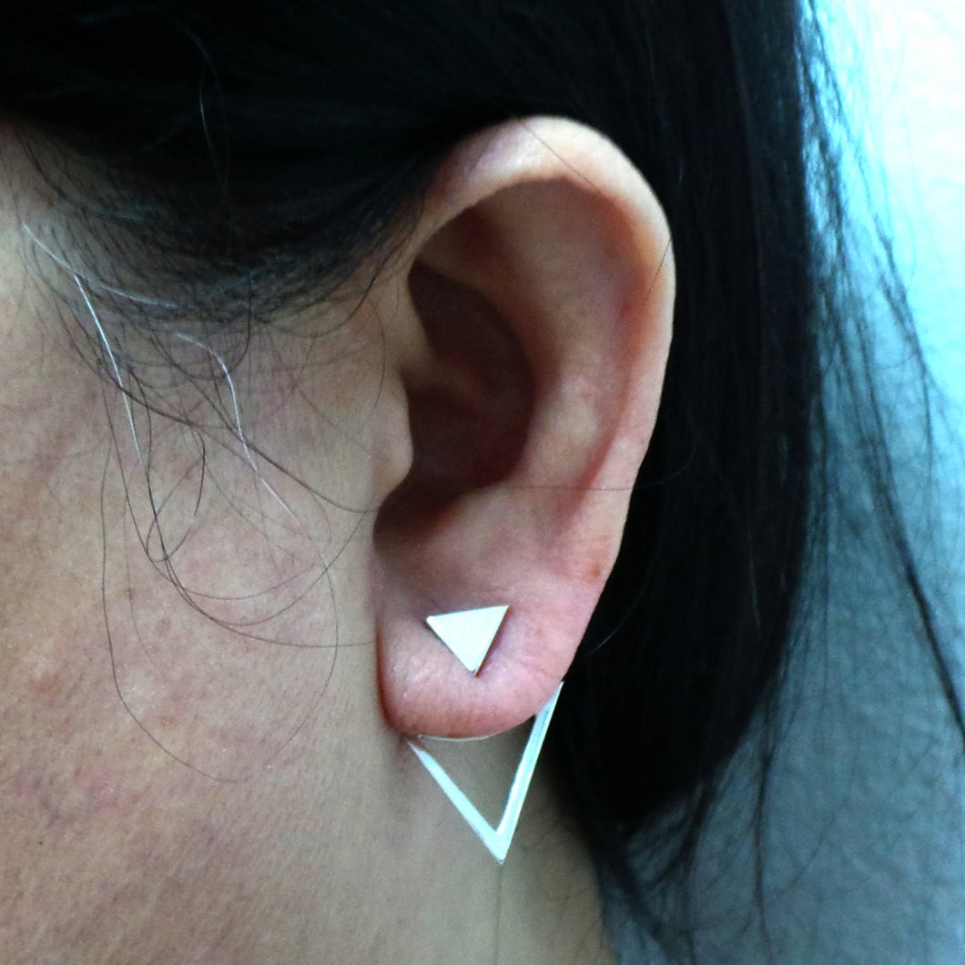 Geometric Triangle Ear Jacket Stud Earring