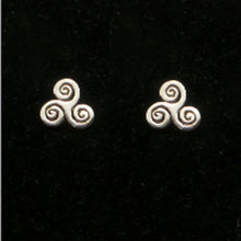 Load image into Gallery viewer, Silver Celtic Triskele Triskelion Stud Earring

