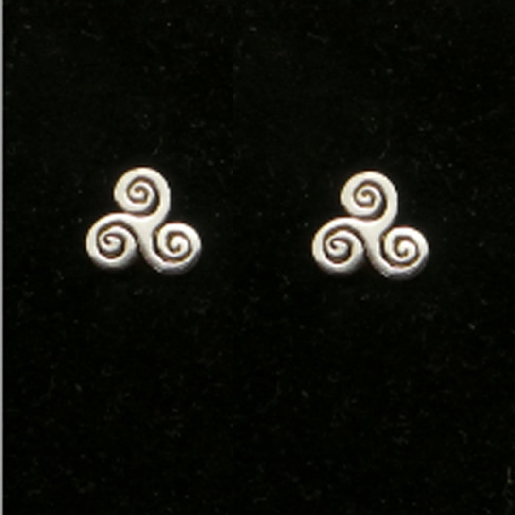 Silver Celtic Triskele Triskelion Stud Earring