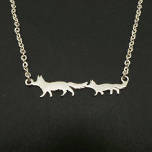 Load image into Gallery viewer, Silver Mother and Child Fox Necklace