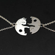 Load image into Gallery viewer, Silver Yin Yang Cat Couple Necklace Pendant
