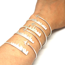 Load image into Gallery viewer, Personalized Airplane Skyline Bracelet Bangle