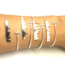 Load image into Gallery viewer, Personalized Airplane Skyline Bracelet Bangle