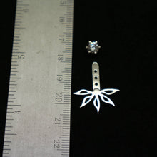 Load image into Gallery viewer, Silver Flower Lotus Ear Jacket Stud Earring
