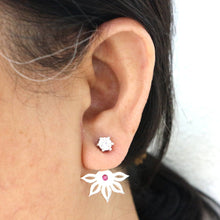 Load image into Gallery viewer, Silver Flower Ear Jacket Stud Earring
