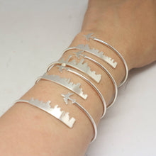 Load image into Gallery viewer, Personalized Airplane Skyline Bracelet Bangle