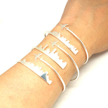 Load image into Gallery viewer, Personalized Airplane Skyline Bracelet Bangle