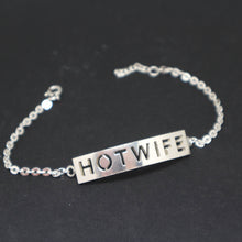 Load image into Gallery viewer, Silver Hotwife Bar Bracelet Bangle