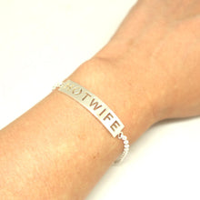 Load image into Gallery viewer, Silver Hotwife Bar Bracelet Bangle