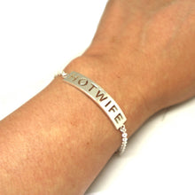 Load image into Gallery viewer, Silver Hotwife Bar Bracelet Bangle