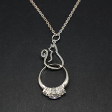 Load image into Gallery viewer, Sterling Silver Cat Ring Holder Necklace Pendant