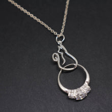 Load image into Gallery viewer, Sterling Silver Cat Ring Holder Necklace Pendant