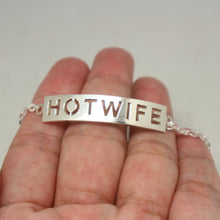 Load image into Gallery viewer, Silver Hotwife Bar Bracelet Bangle