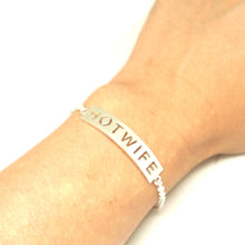 Load image into Gallery viewer, Silver Hotwife Bar Bracelet Bangle