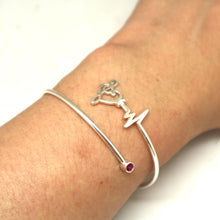 Load image into Gallery viewer, Silver Music Note Heartbeat Bracelet