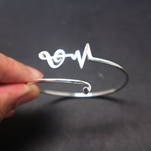 Load image into Gallery viewer, Silver Treble Clef Heartbeat Bracelet
