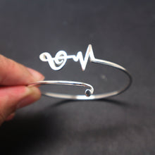 Load image into Gallery viewer, Silver Treble Clef Heartbeat Bracelet