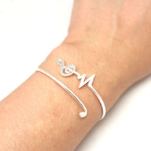 Load image into Gallery viewer, Silver Treble Clef Heartbeat Bracelet
