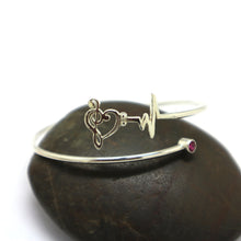 Load image into Gallery viewer, Silver Music Note Heartbeat Bracelet