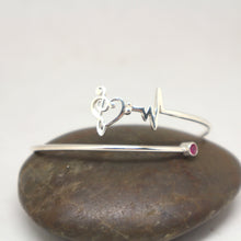 Load image into Gallery viewer, Silver Music Note Heartbeat Bracelet