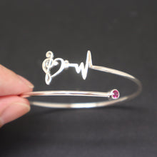 Load image into Gallery viewer, Silver Music Note Heartbeat Bracelet
