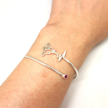 Load image into Gallery viewer, Silver Music Note Heartbeat Bracelet