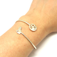 Load image into Gallery viewer, Silver Lone Wolf and Moon Bracelet

