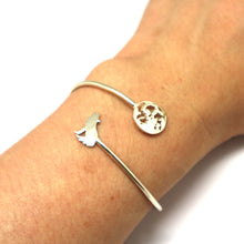 Load image into Gallery viewer, Silver Lone Wolf and Moon Bracelet
