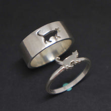 Load image into Gallery viewer, Cat Couple Promise Rings Set