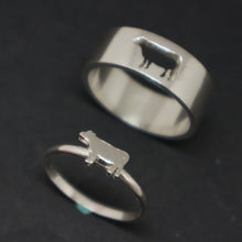 Load image into Gallery viewer, Cow Couple Set Promise Ring