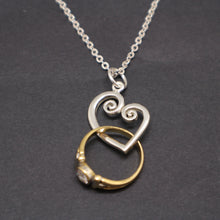 Load image into Gallery viewer, Spiral Heart Ring Holder Necklace