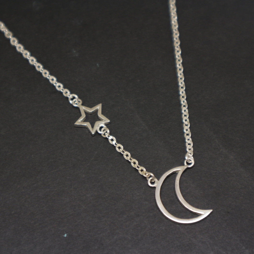 Crescent Moon and Star Chain Necklace