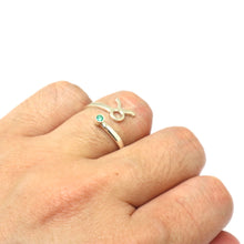 Load image into Gallery viewer, Silver Zodiac Ring with Birthstone