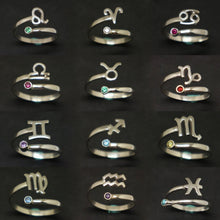 Load image into Gallery viewer, Silver Zodiac Ring with Birthstone